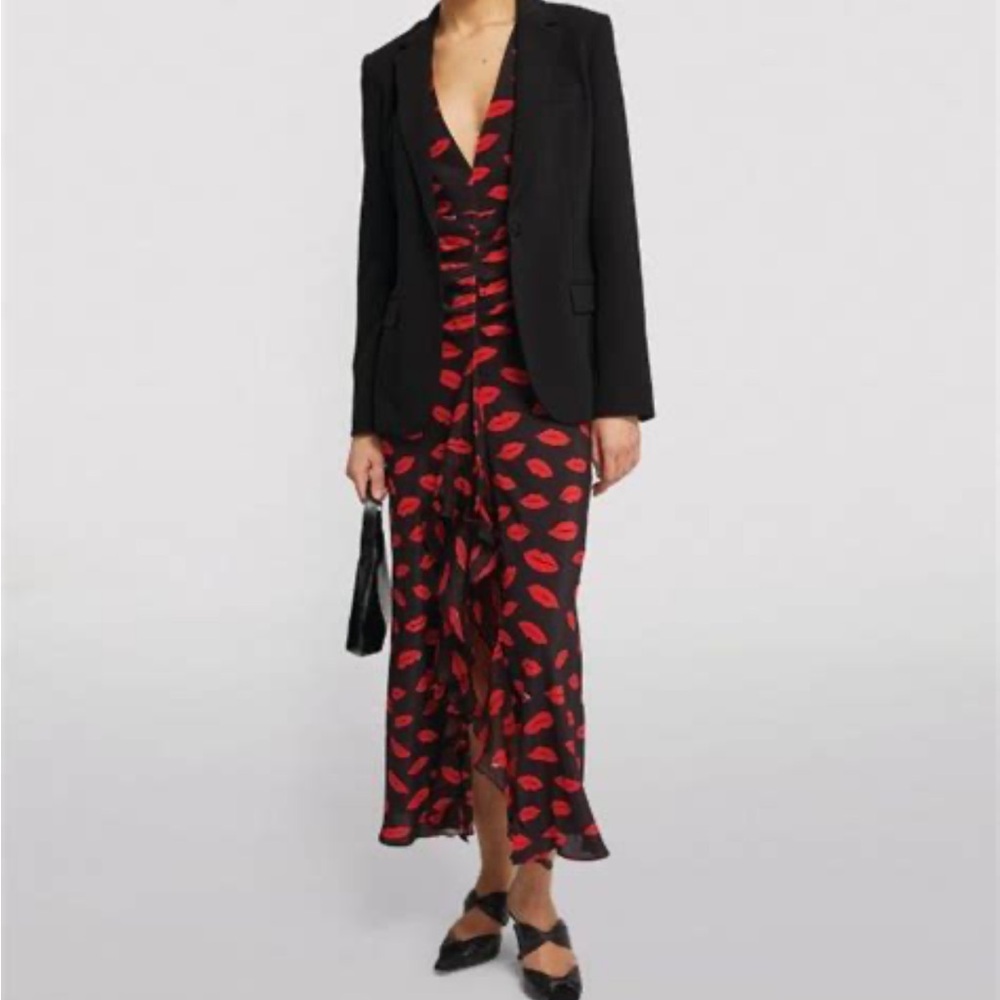 RIXO Ruffle-Detail Rose Midi Dress - Picture 3 of 5